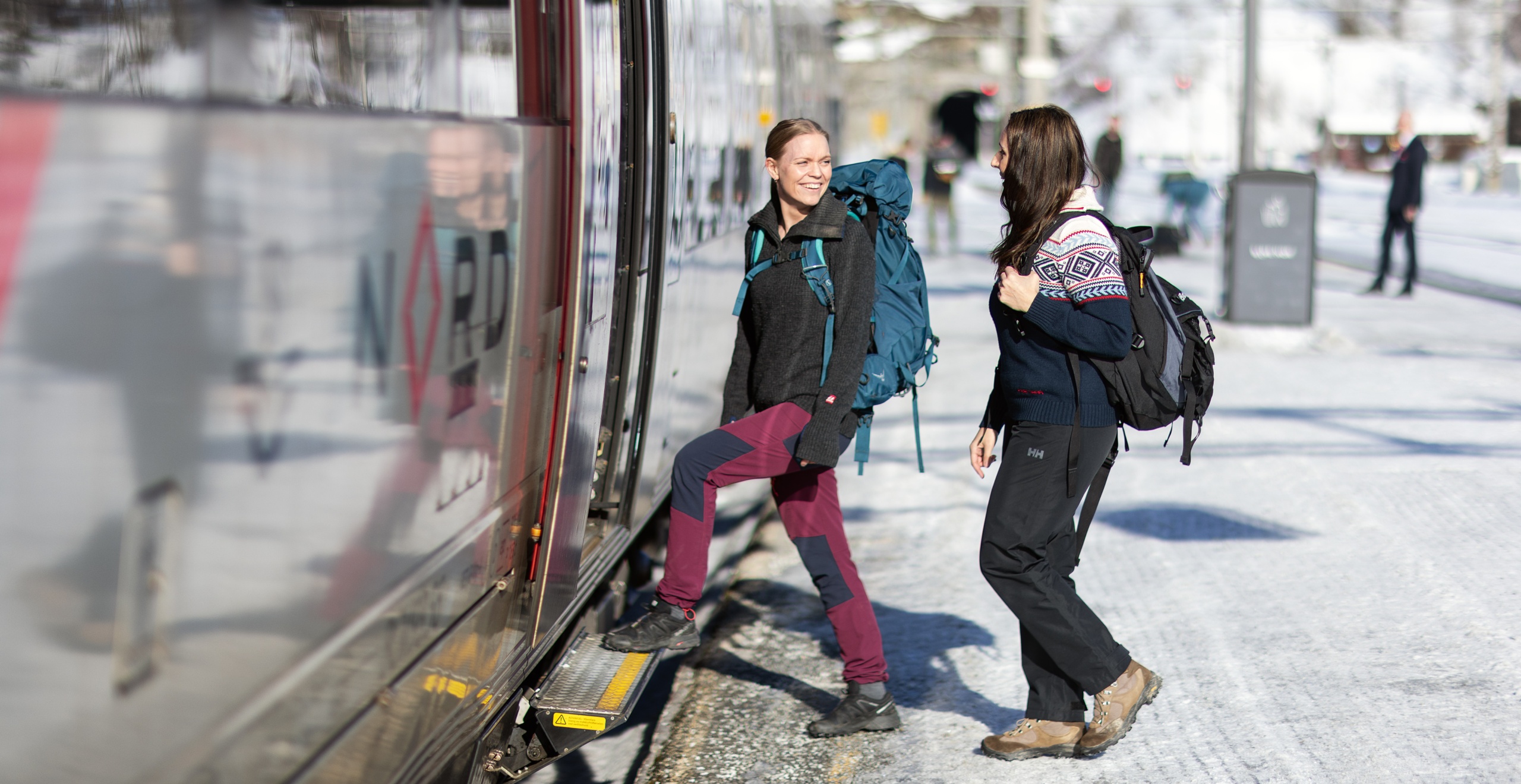 To venner tar toget til fjells
